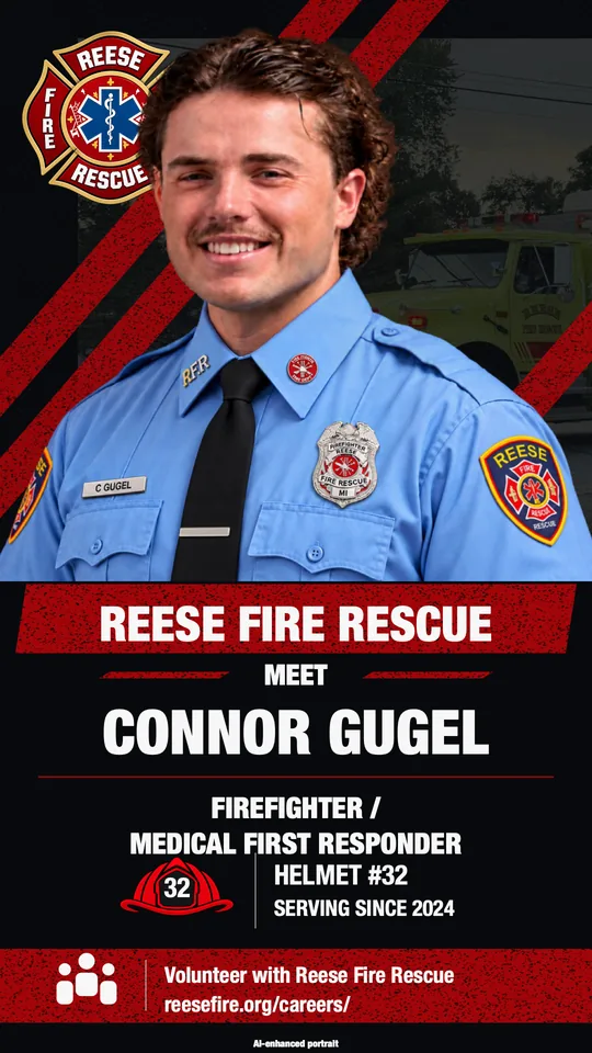 Connor Gugel, Firefighter / Medical First Responder, helmet #32, serving since 2024