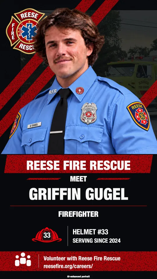 Griffin Gugel, Firefighter, helmet #33, serving since 2024