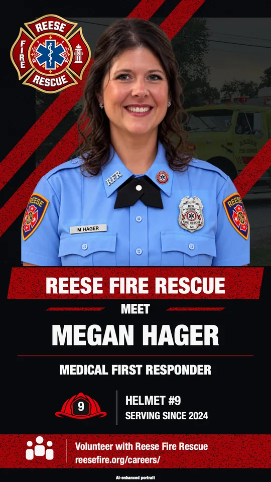 Megan Hager, Medical First Responder, helmet #9, serving since 2024
